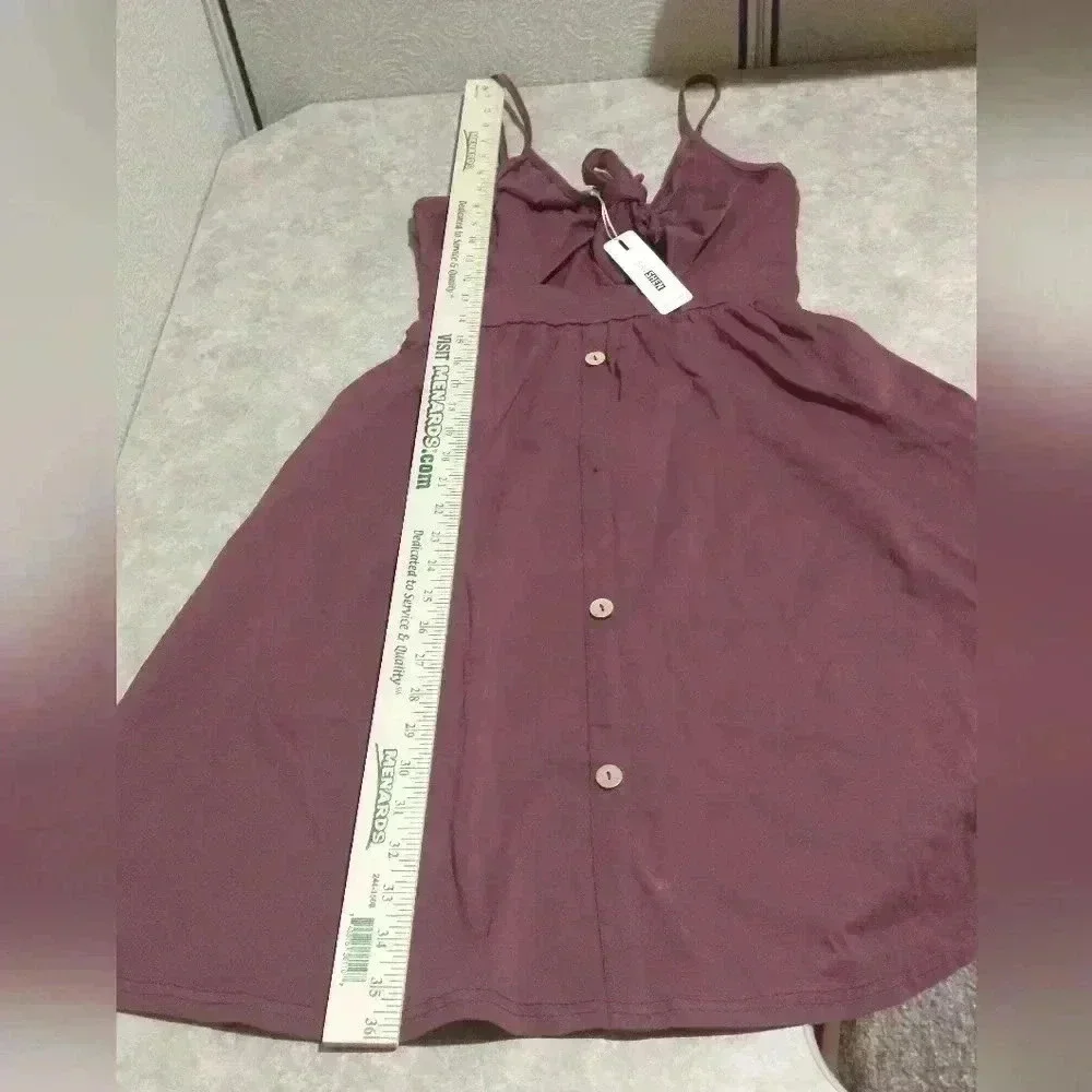 LAISHEN size small vneck tie front pockets spaghetti strap stretchy lightweight - Picture 5 of 8